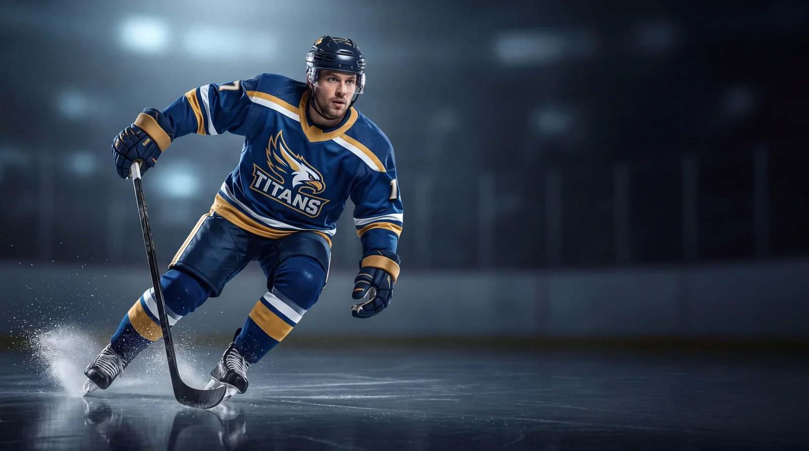 Custom sublimated ice hockey jerseys in team colors manufactured by Stitch Horizon