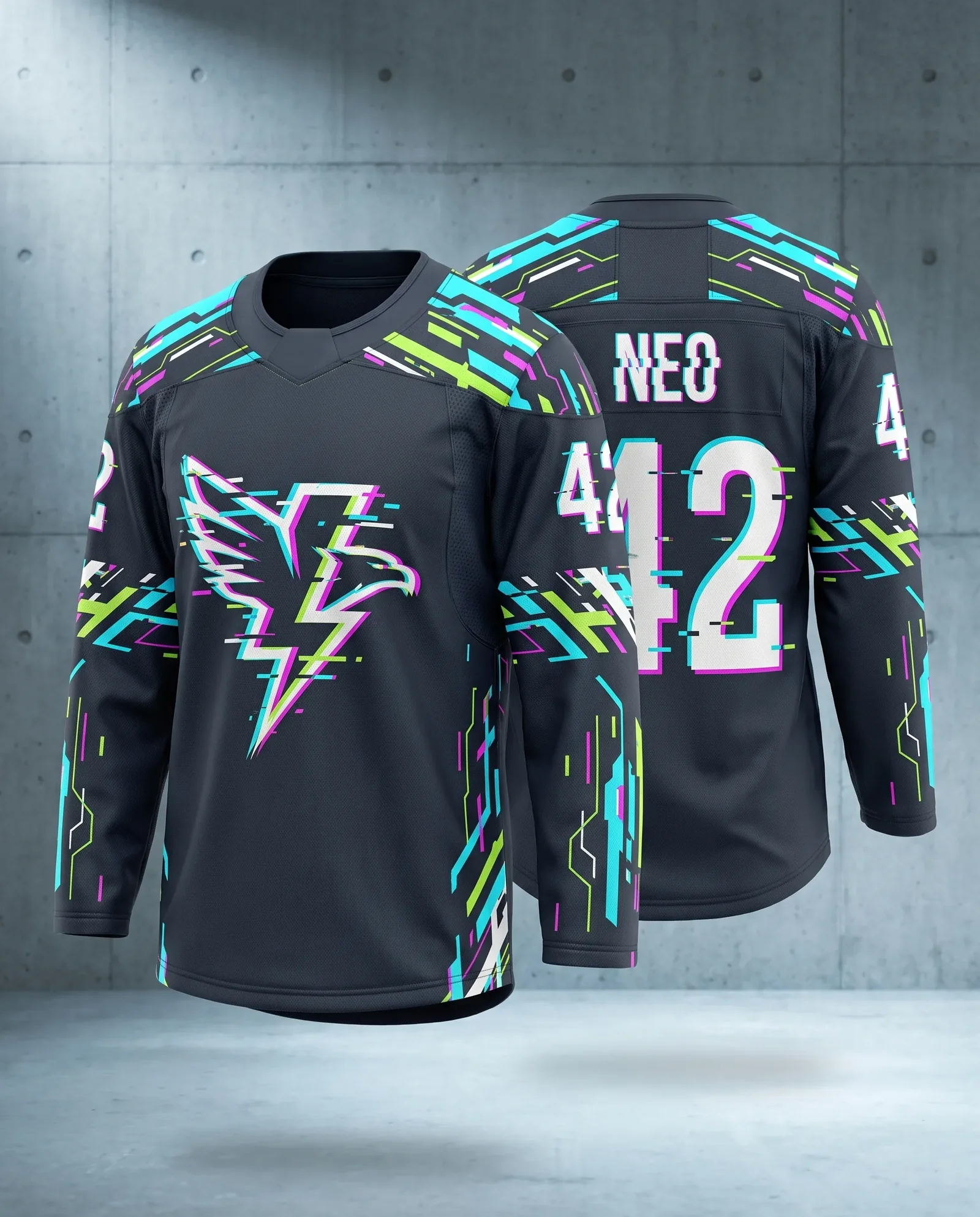 Sublimated ice hockey jersey with full color team sublimation print
