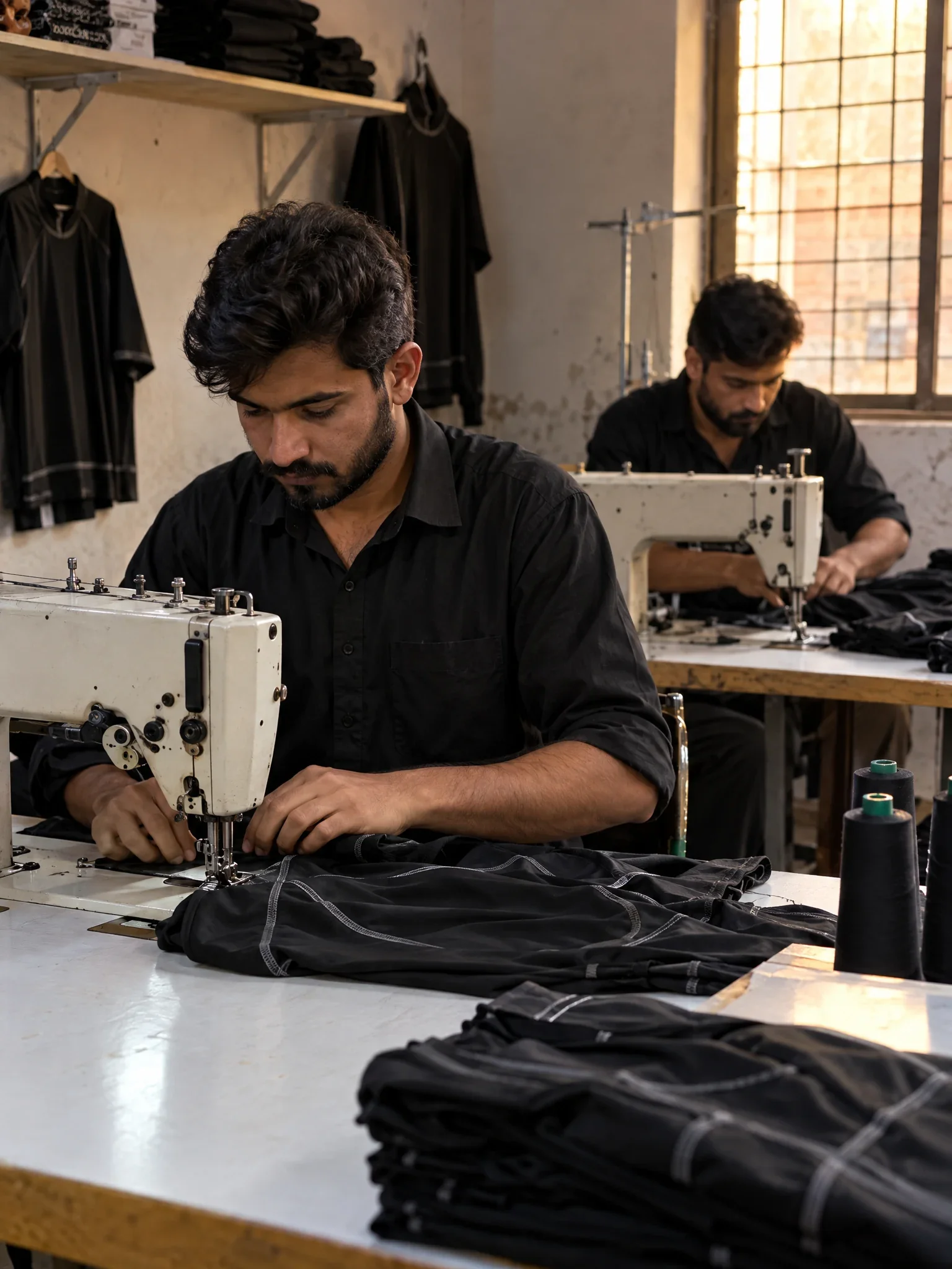 Cut and sew production line manufacturing white label sportswear